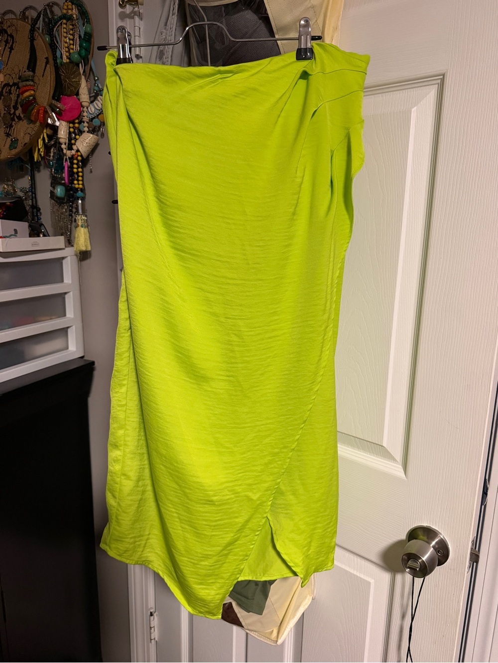 Neon Lime Maxi Skirt - Sleek Wrap Design